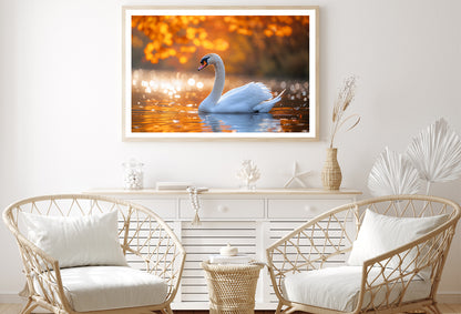 Swans on Autumn Pond View Home Decor Premium Quality Poster Print Choose Your Sizes