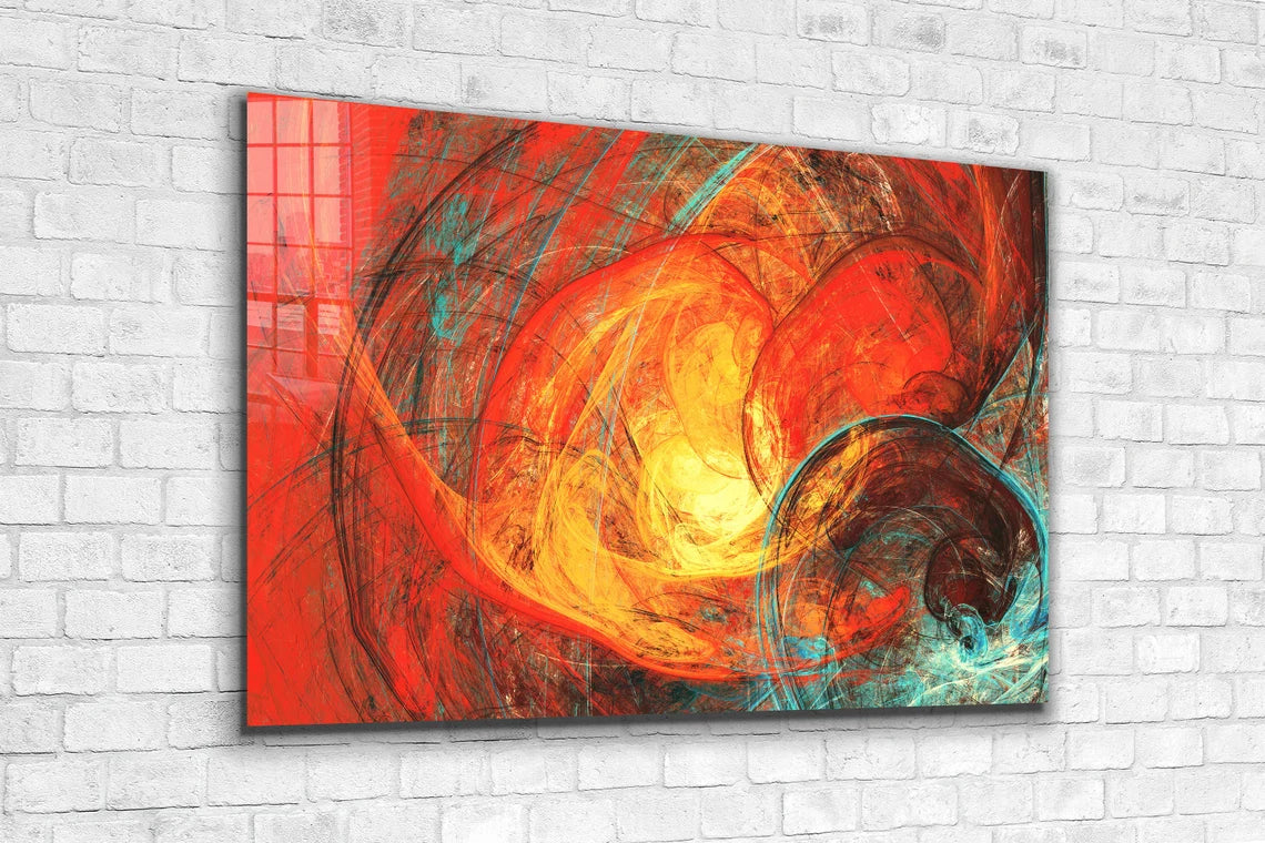 Red Orange Abstract UV Direct Aluminum Print Australian Made Quality