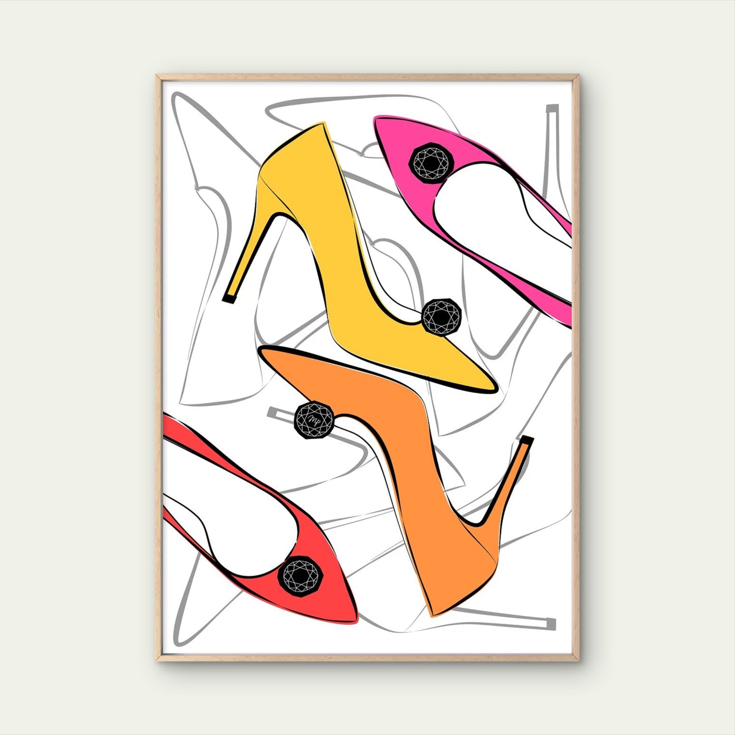 Colourful High Heel Stilettos Fashion Home Decor Premium Quality Poster Print Choose Your Sizes - Bella Home Decor