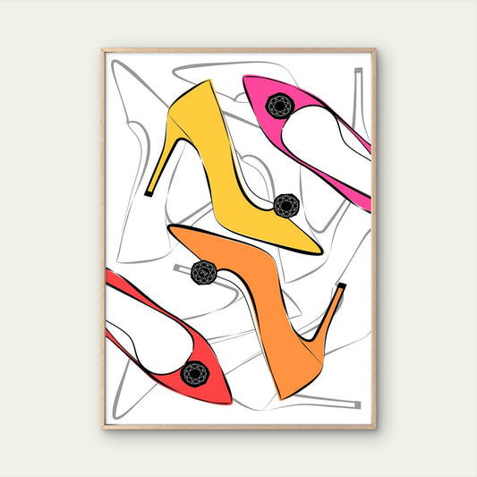 Colourful High Heel Stilettos Fashion Home Decor Premium Quality Poster Print Choose Your Sizes - Bella Home Decor