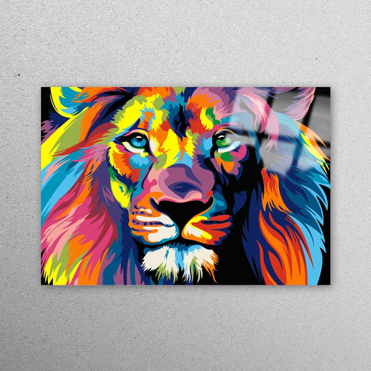 Animal Colorful Lion Acrylic Glass Print Tempered Glass Wall Art 100% Made in Australia Ready to Hang