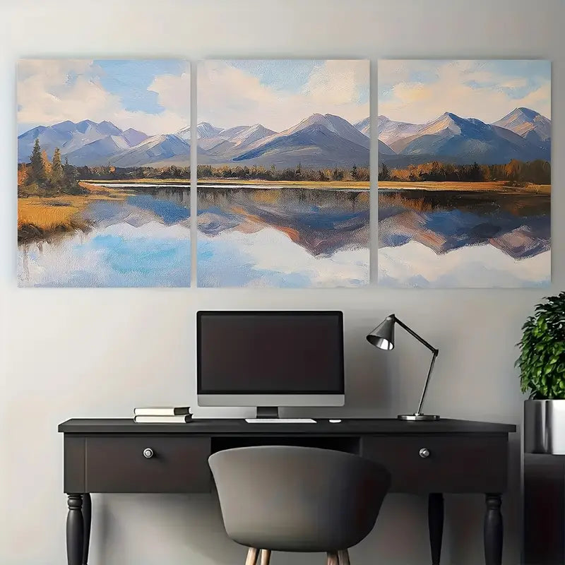 3pcs Lakes in Montana Mountains Metal Print Ready to Hang Art