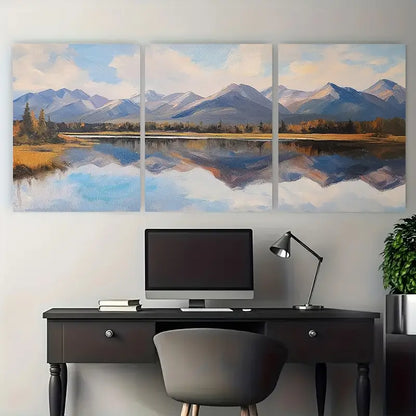 3pcs Lakes in Montana Mountains Metal Print Ready to Hang Art