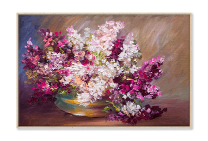 Bouquet Of Lilac Flower Vase, Colorful Still Life Oil Painting Limited Edition High Quality Print Canvas Box Framed Natural