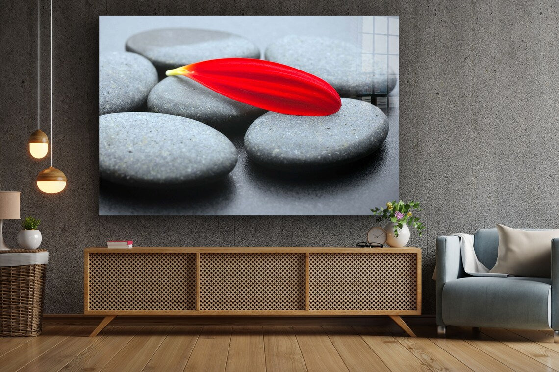 Stone Red Petal Floral UV Direct Aluminum Print Australian Made Quality