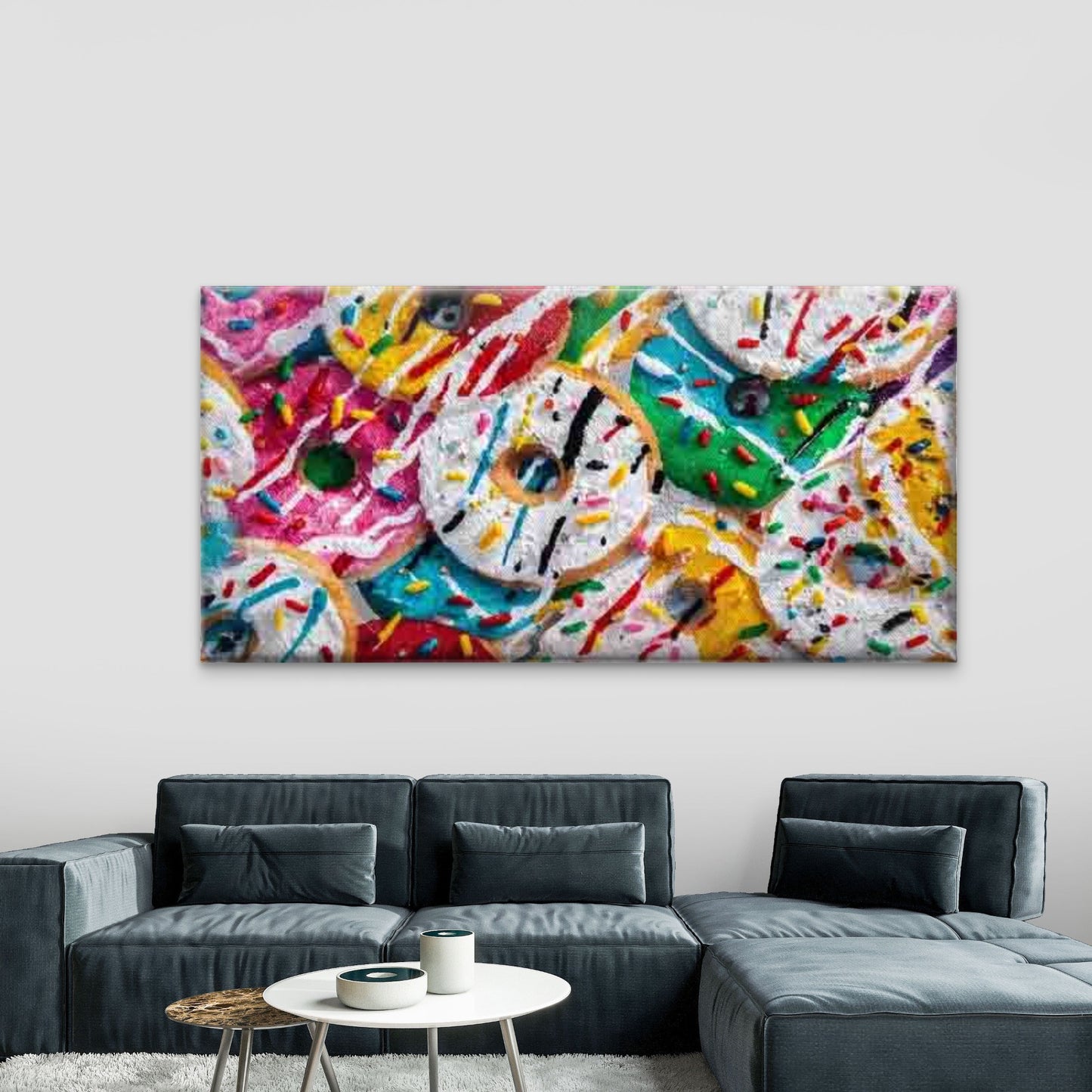 Vibrant Donuts Adorned Wall Art Canvas Office Home Room Framed 120x60cm