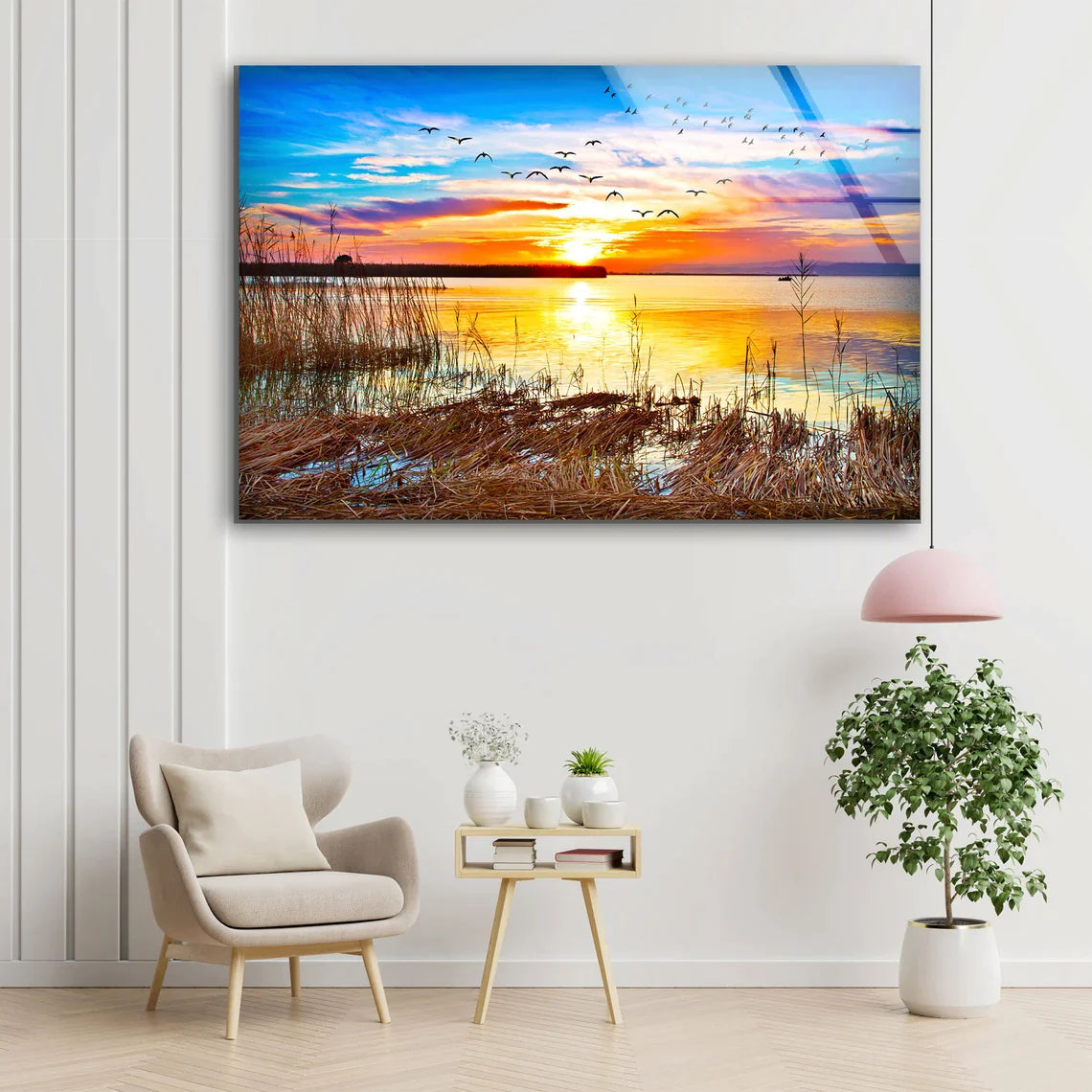 Sunset Over River View UV Direct Aluminum Print Australian Made Quality