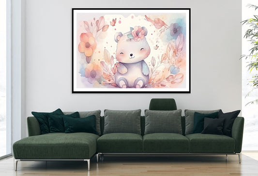 Happy Baby Bear in Flower Blossom Garden Home Decor Premium Quality Poster Print Choose Your Sizes