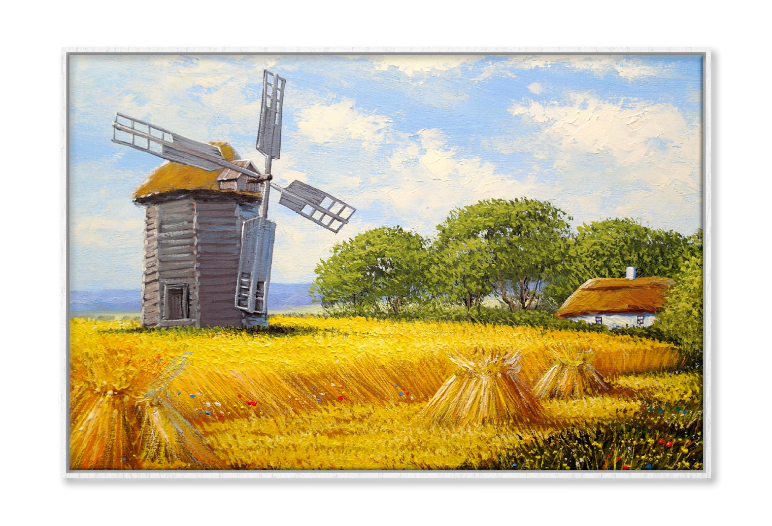 Old Village Windmill in Ukraine Oil Painting Wall Art Limited Edition High Quality Print Canvas Box Framed White