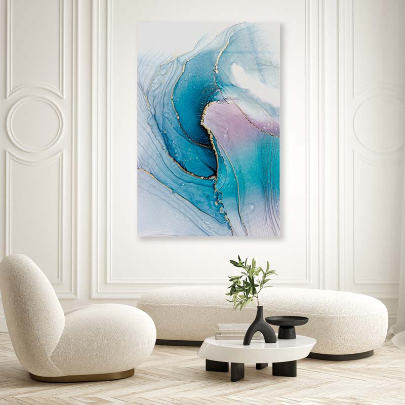 Royal Cyan Mint Liquid Acrylic Glass Print Tempered Glass Wall Art 100% Made in Australia Ready to Hang