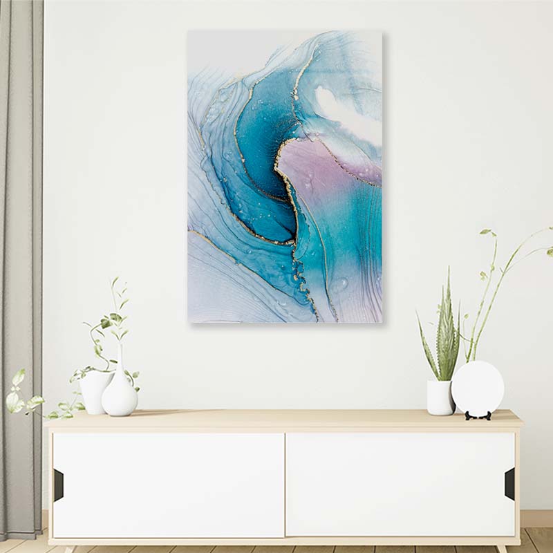 Royal Cyan Mint Liquid Acrylic Glass Print Tempered Glass Wall Art 100% Made in Australia Ready to Hang