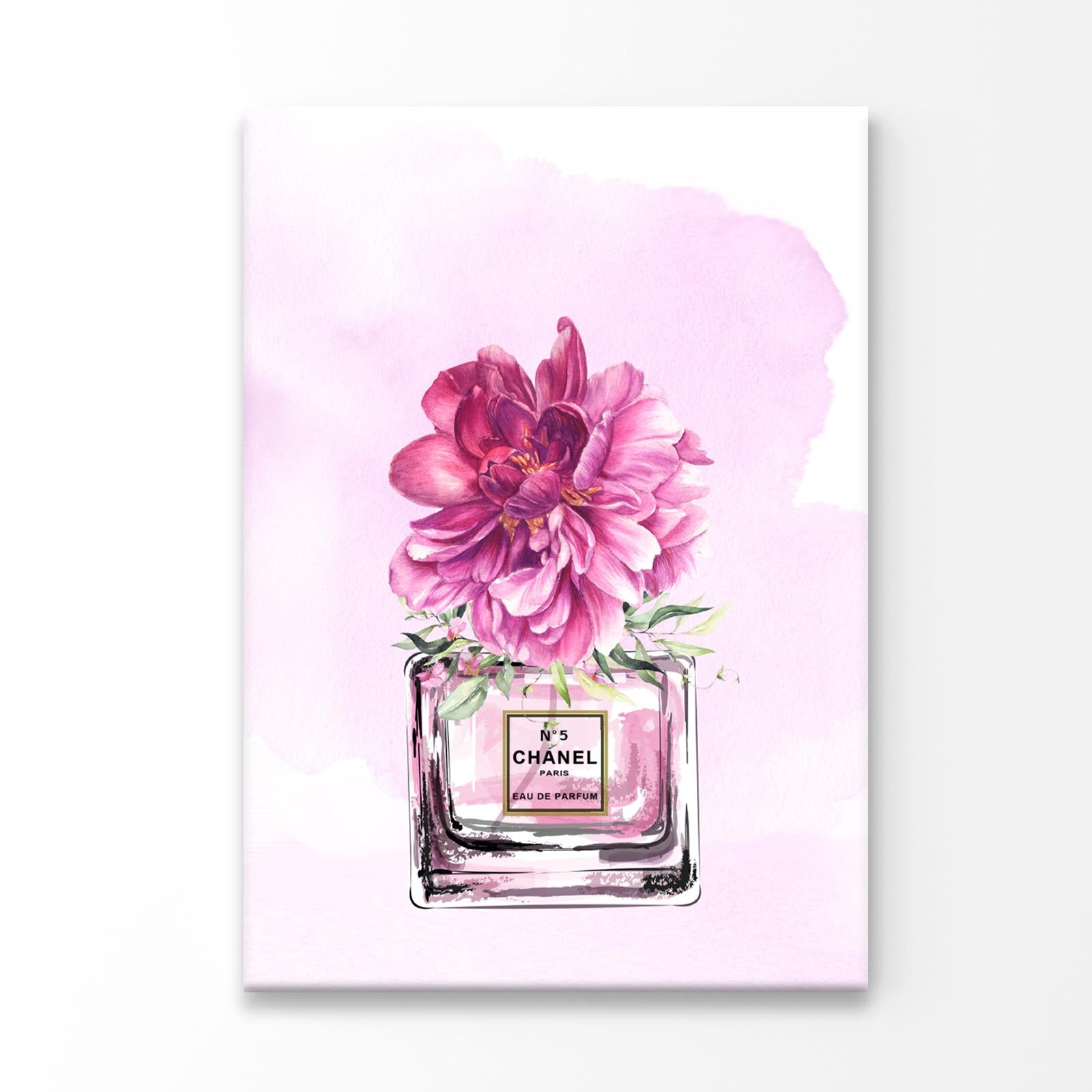 Perfume With Pink Shaded Flower 3D Design Acrylic Glass Print Tempered Glass Wall Art 100% Made in Australia Ready to Hang