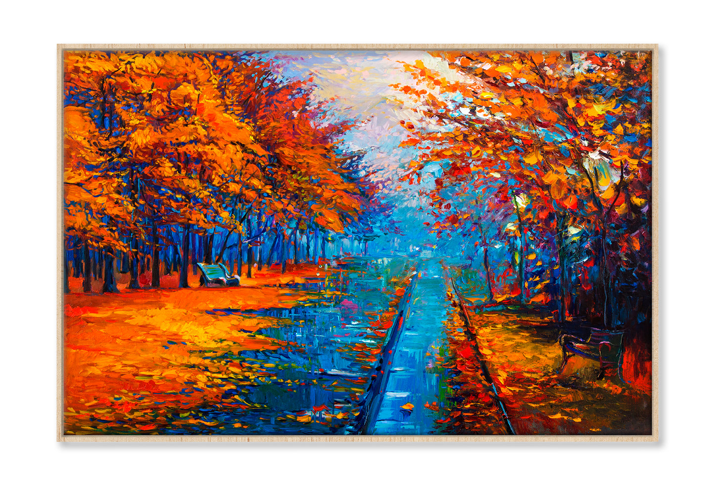 Autumn Landscape With Forest Road Oil Painting Wall Art Limited Edition High Quality Print Canvas Box Framed Natural