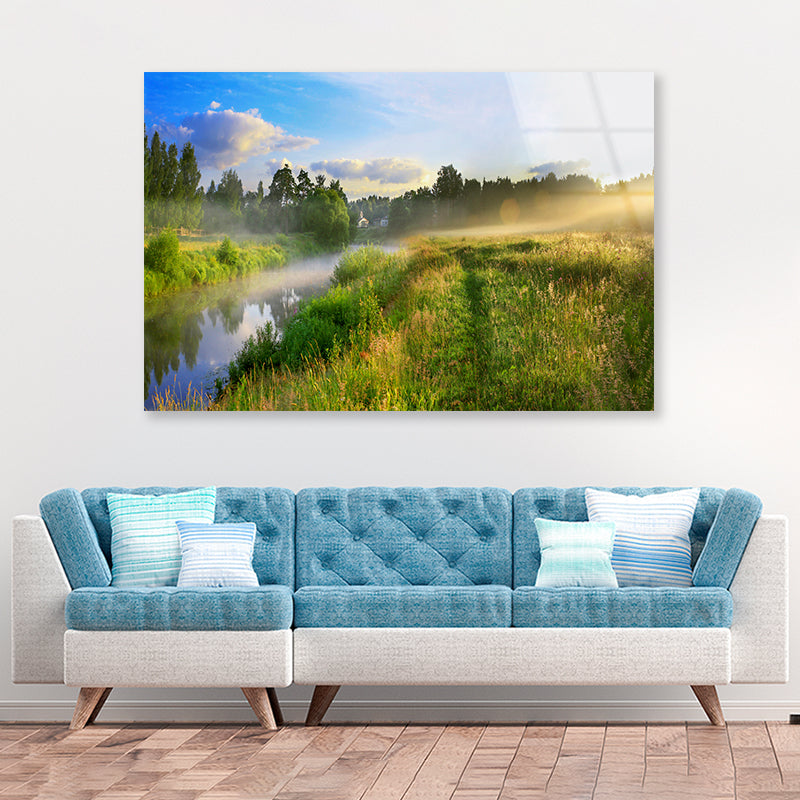 Sunrise, Fog and the River Acrylic Glass Print Tempered Glass Wall Art 100% Made in Australia Ready to Hang