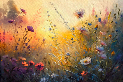 Sunlit Wildflower Meadow Wall Art Decor 100% Australian Made - Bella Home Decor