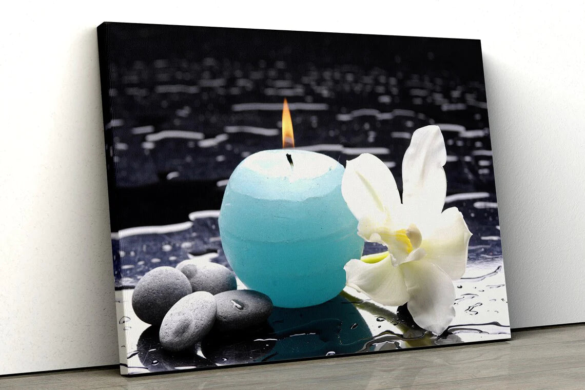 Candle Zen Stones UV Direct Aluminum Print Australian Made Quality