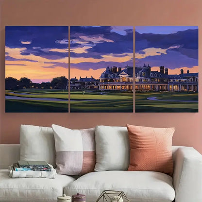 3pcs Elegant Architecture Evening Sky Metal Print Ready to Hang Art