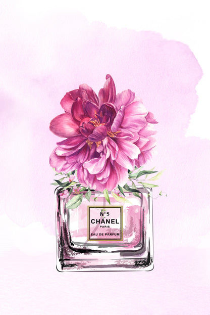 Perfume With Pink Shaded Flower Design Home Decor Premium Quality Poster Print Choose Your Sizes