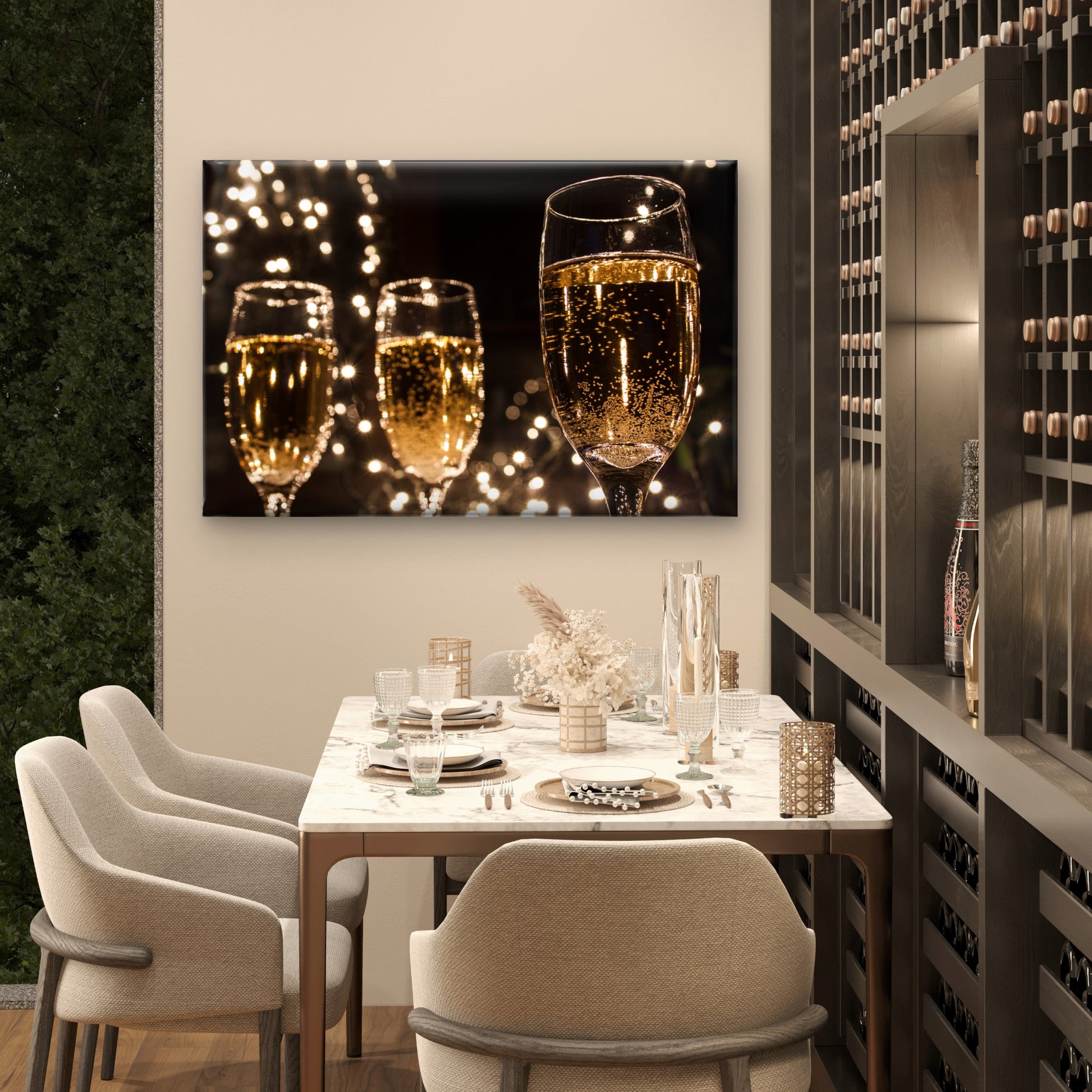 Sparkling Champagne Glass Bubbles Wall Art Decor 100% Australian Made - Bella Home Decor