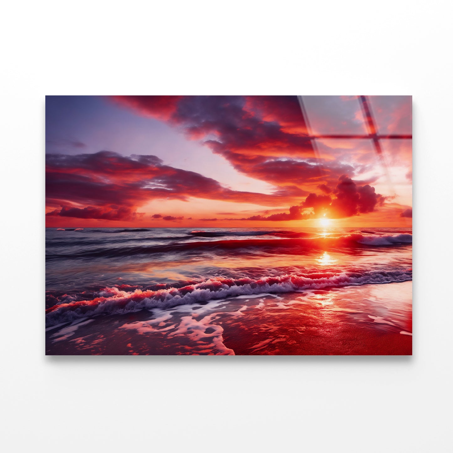 Sunset over a Beach with Sky Acrylic Glass Print Tempered Glass Wall Art 100% Made in Australia Ready to Hang