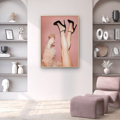 Elegant Female Legs in High Heels with Wine Glass Fashion Home Decor Premium Quality Poster Print Choose Your Sizes