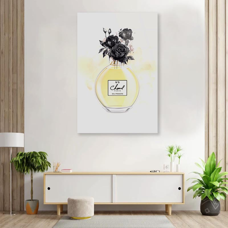 Yellow Black Perfume 3D Design Acrylic Glass Print Tempered Glass Wall Art 100% Made in Australia Ready to Hang