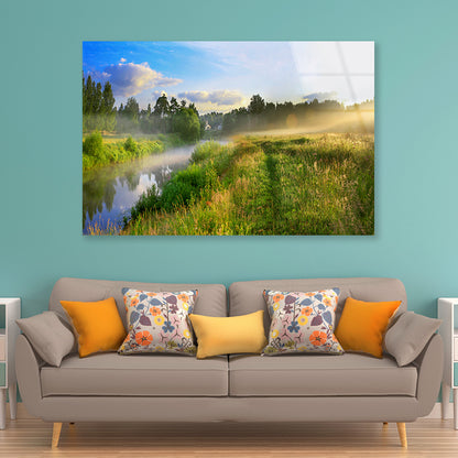 Sunrise, Fog and the River Acrylic Glass Print Tempered Glass Wall Art 100% Made in Australia Ready to Hang