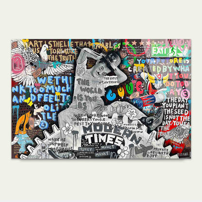 Urban Collage Typograph Tempered Glass Printing Wall Art Australian Made Quality