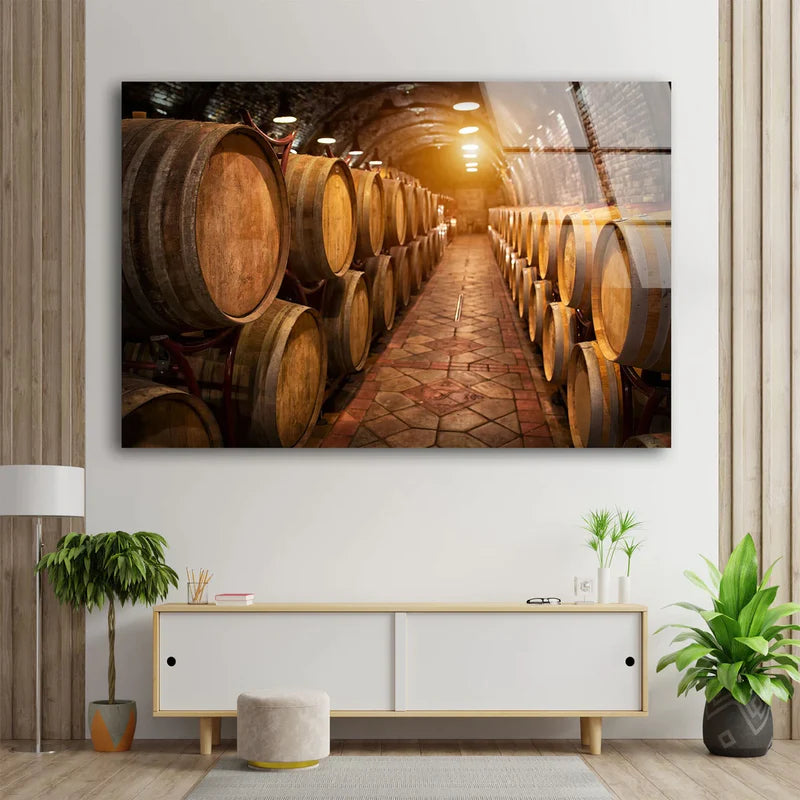 Wine Barrels Row UV Direct Aluminum Print Australian Made Quality