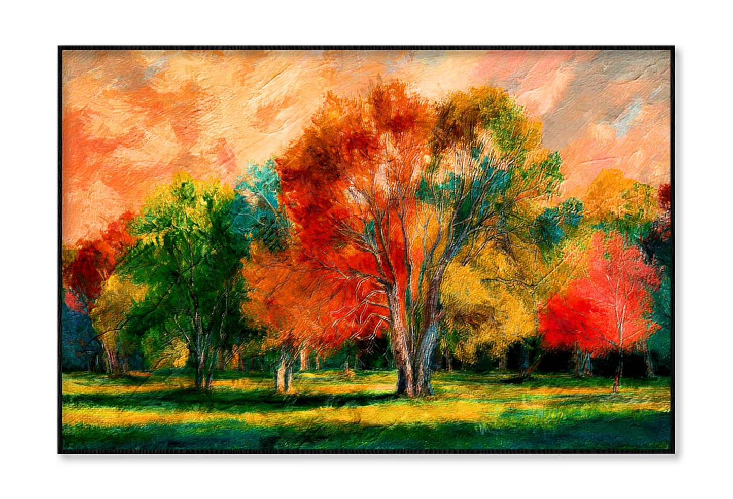 Painting Landscape, Colorful Trees Wall Art Limited Edition High Quality Print