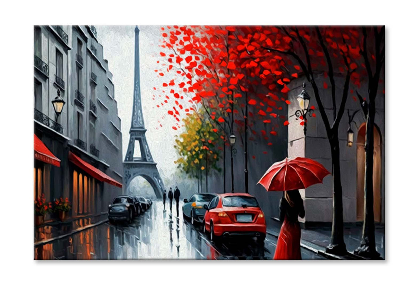 Street View of Paris, Eiffel Tower Wall Art Limited Edition High Quality Print