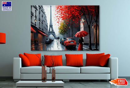 Street View of Paris, Eiffel Tower Wall Art Limited Edition High Quality Print