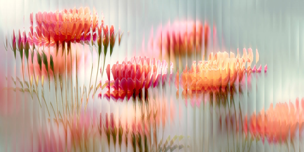 Abstract Floral Vertical Glass Refraction Wall Art Canvas Office Home Framed 120x60cm