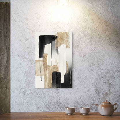 Gold Black White Abstract 40x60cm Metal Print Ready to Hang