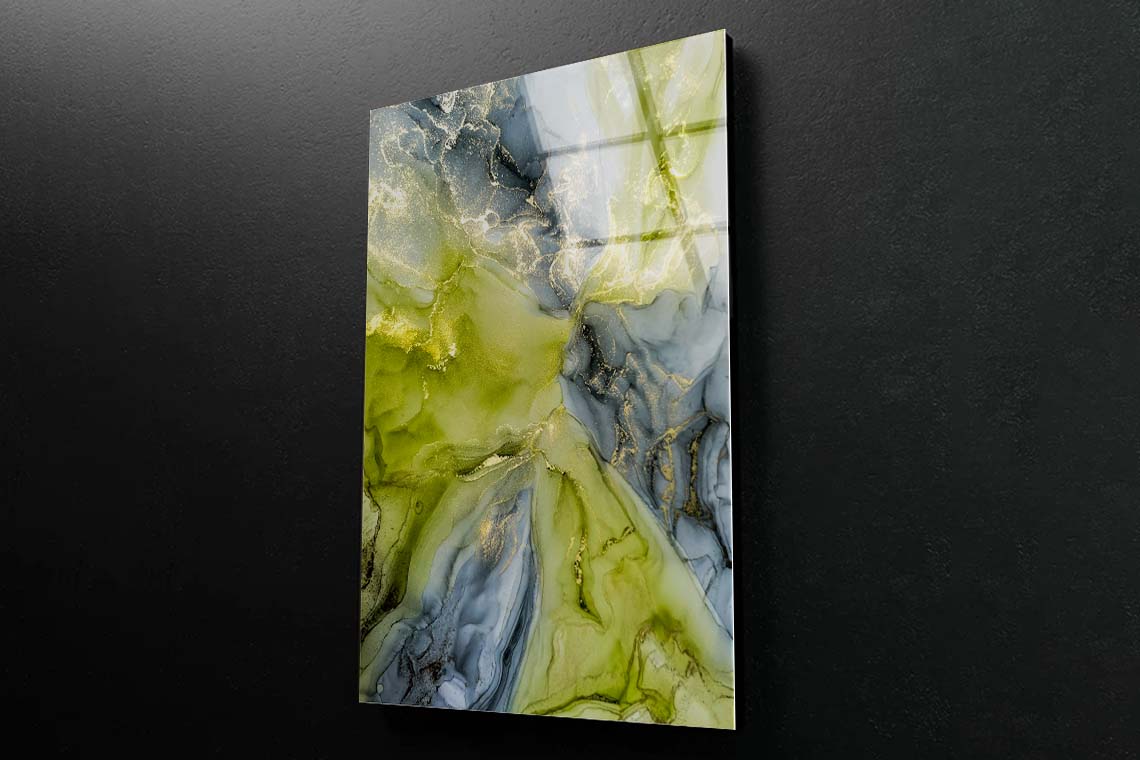 Bright Shiny Green Abstract Acrylic Glass Print Tempered Glass Wall Art 100% Made in Australia Ready to Hang