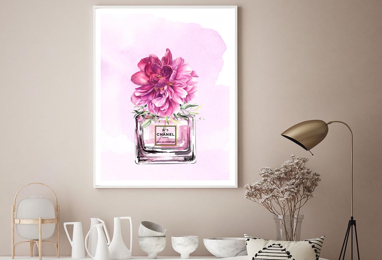 Perfume With Pink Shaded Flower Design Home Decor Premium Quality Poster Print Choose Your Sizes