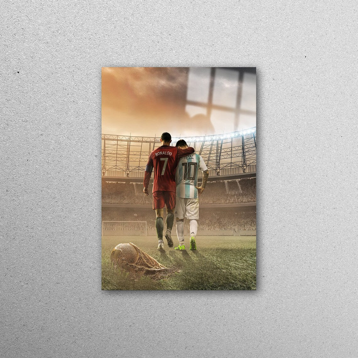 Lionel Messi Cristiano Ronaldo Acrylic Glass Print Tempered Glass Wall Art 100% Made in Australia Ready to Hang