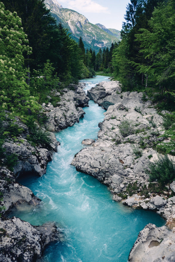 Beautiful Blue Apline River Soca Portrait Photograph Acrylic Glass Print Tempered Glass Wall Art 100% Made in Australia Ready to Hang