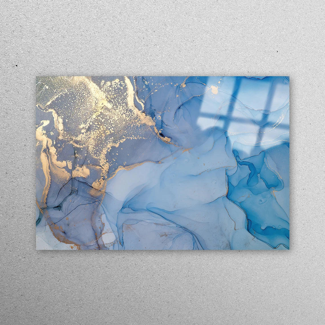 Alcohol Ink Blue Marble Acrylic Glass Print Tempered Glass Wall Art 100% Made in Australia Ready to Hang