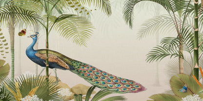 Vintage Peacock Tropical Bird Wall Art Canvas Office Home Room Framed 120x60cm