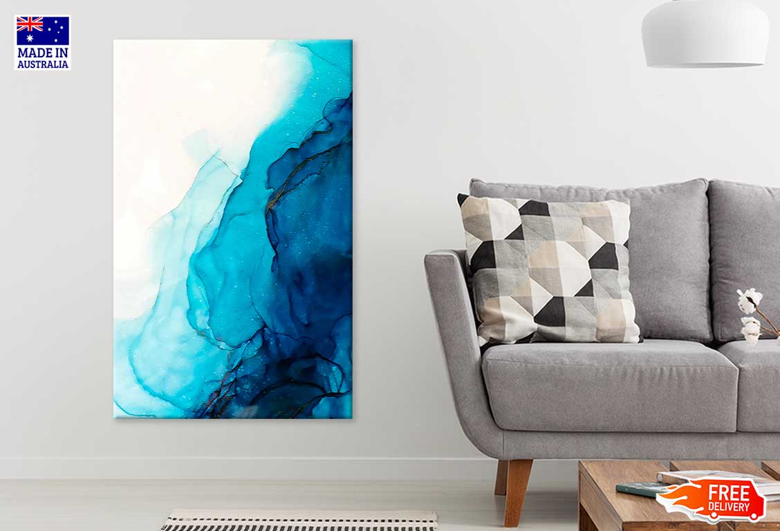 Blue & White Liquid Abstract Art Print 100% Australian Made