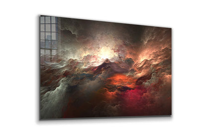 Red Abstract Clouds UV Direct Aluminum Print Australian Made Quality