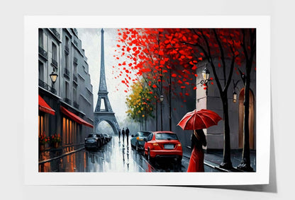 Street View of Paris, Eiffel Tower Wall Art Limited Edition High Quality Print