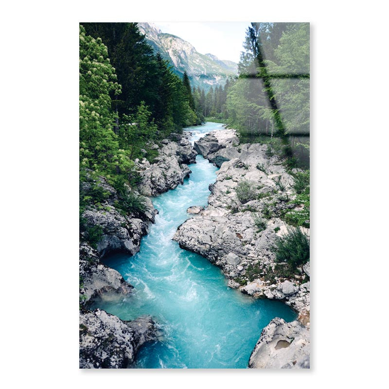 Beautiful Blue Apline River Soca Portrait Photograph Acrylic Glass Print Tempered Glass Wall Art 100% Made in Australia Ready to Hang