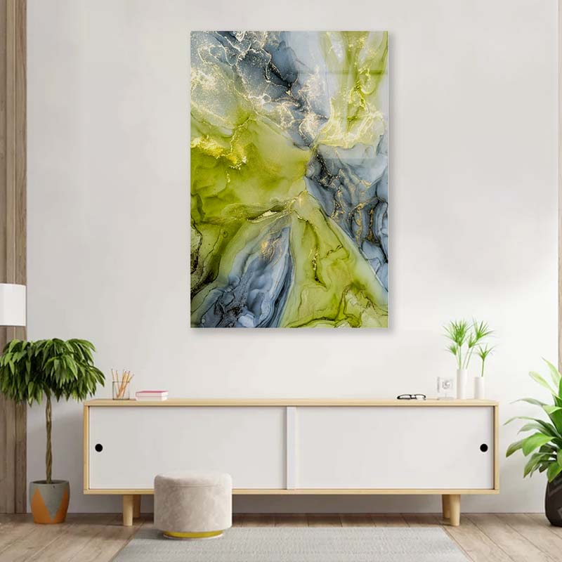 Bright Shiny Green Abstract Acrylic Glass Print Tempered Glass Wall Art 100% Made in Australia Ready to Hang