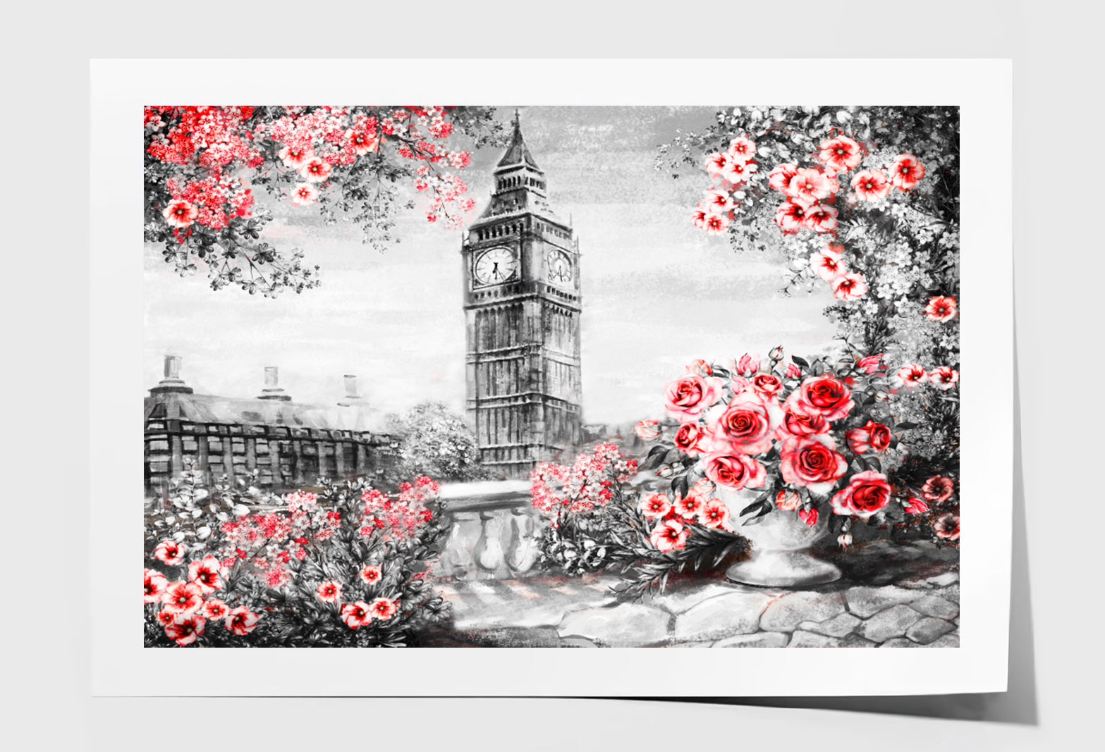 Summer In London City Oil Painting Wall Art Limited Edition High Quality Print Unframed Roll Canvas None