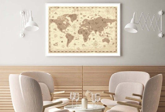 Map of the World with Mountains Home Decor Premium Quality Poster Print Choose Your Sizes