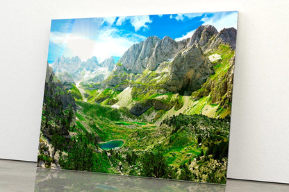 Amazing View of Mountain Lakes in Albanian Alps Acrylic Glass Print Tempered Glass Wall Art 100% Made in Australia Ready to Hang