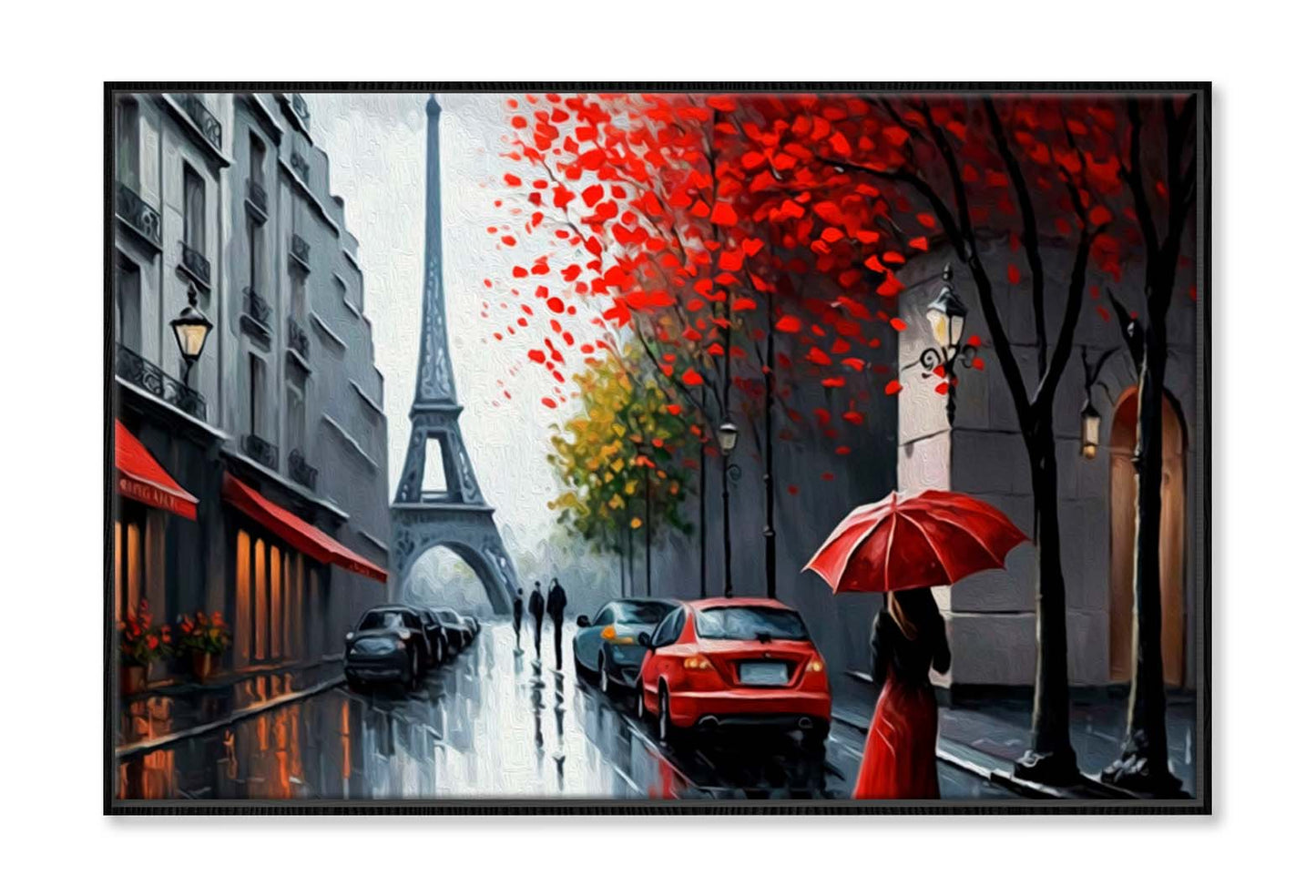 Street View of Paris, Eiffel Tower Wall Art Limited Edition High Quality Print