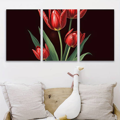 3pcs Red Daisies and Blue Sky Sunset Metal Print Ready to Hang Art
